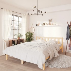 Solid pine wood bed frame 140x190 cm by vidaXL, Beds and slatted bases - Ref: Foro24-810062, Price: 87,68 €, Discount: %