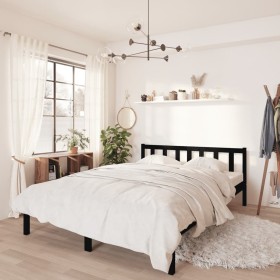 Solid black pine wood bed frame 140x190 cm by vidaXL, Beds and slatted bases - Ref: Foro24-810066, Price: 98,89 €, Discount: %