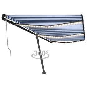 Automatic awning with wind sensor LED blue and white 600x350 cm by vidaXL, Awnings - Ref: Foro24-3069891, Price: 1,00 €, Disc...