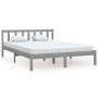 Solid gray pine wood bed frame 140x200 cm by vidaXL, Beds and slatted bases - Ref: Foro24-810084, Price: 119,72 €, Discount: %