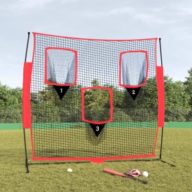 Portable black and red polyester baseball net 183x105x183 cm by vidaXL, baseballs - Ref: Foro24-93747, Price: 83,61 €, Discou...