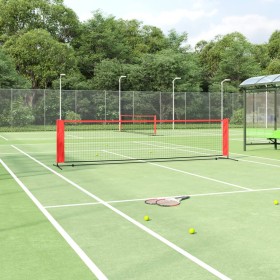 Black and red polyester tennis net 400x100x87 cm by vidaXL, tennis nets - Ref: Foro24-93757, Price: 61,92 €, Discount: %