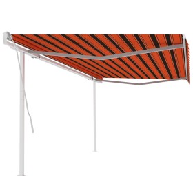 Manual retractable awning with orange and brown poles 5x3.5 m by vidaXL, Awnings - Ref: Foro24-3070060, Price: 525,99 €, Disc...