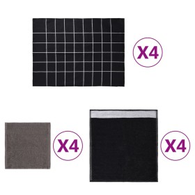 Set of 12 black and gray cotton dishcloths by vidaXL, Towels - Ref: Foro24-136294, Price: 28,05 €, Discount: %