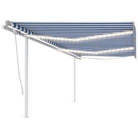 Toldo automático LED sensor de viento azul blanco 6x3,5 m de vidaXL, Toldos - Ref: Foro24-3070091, Precio: 929,99 €, Descuent...