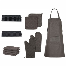 Set aus Ofenhandschuhtüchern mit Griffen 15 Stück schwarze Baumwolle von vidaXL, Handtücher - Ref: Foro24-136296, Preis: 42,9...