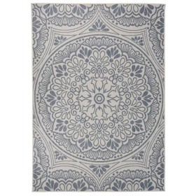 Blau gestreifter Flachgewebe-Außenteppich 140x200 cm von vidaXL, Teppiche - Ref: Foro24-340831, Preis: 49,99 €, Rabatt: %