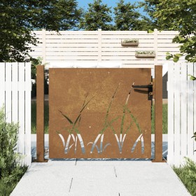 Puerta de jardín acero corten diseño hierba 105x105 cm de vidaXL, Puertas de jardín - Ref: Foro24-153227, Precio: 175,99 €, D...