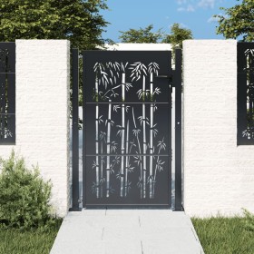 Anthracite gray steel garden gate with bamboo design 105x155 cm by vidaXL, garden gates - Ref: Foro24-153181, Price: 243,60 €...