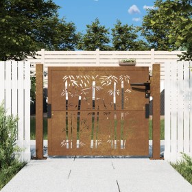 Puerta de jardín acero corten diseño bambú 105x80 cm de vidaXL, Puertas de jardín - Ref: Foro24-153184, Precio: 143,99 €, Des...