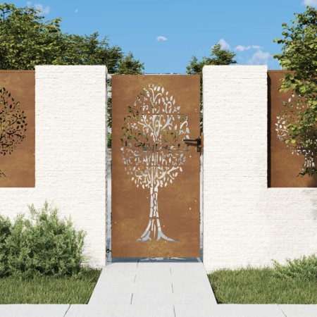 Puerta de jardín acero corten diseño árbol 85x175 cm de vidaXL, Puertas de jardín - Ref: Foro24-153212, Precio: 181,99 €, Des...