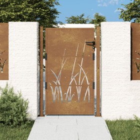 Puerta de jardín acero corten diseño hierba 105x155 cm de vidaXL, Puertas de jardín - Ref: Foro24-153175, Precio: 248,99 €, D...