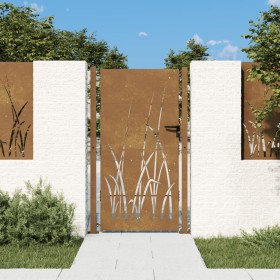 Puerta de jardín acero corten diseño hierba 105x180 cm de vidaXL, Puertas de jardín - Ref: Foro24-153230, Precio: 288,99 €, D...