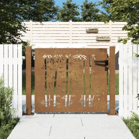 Puerta de jardín acero corten diseño bambú 105x105 cm de vidaXL, Puertas de jardín - Ref: Foro24-153239, Precio: 178,99 €, De...