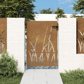 Puerta de jardín acero corten diseño hierba 85x125 cm de vidaXL, Puertas de jardín - Ref: Foro24-153222, Precio: 159,99 €, De...