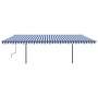 Automatic awning with LED wind sensor blue and white 6x3.5 m by vidaXL, Awnings - Ref: Foro24-3070291, Price: 965,76 €, Disco...