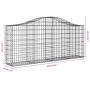 Gabion basket in arched shape, made of galvanized iron, 200x30x80/100cm. by vidaXL, Pots and planters - Ref: Foro24-153384, P...