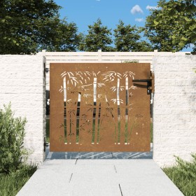 Puerta de jardín acero corten diseño bambú 85x100 cm de vidaXL, Puertas de jardín - Ref: Foro24-153233, Precio: 133,38 €, Des...