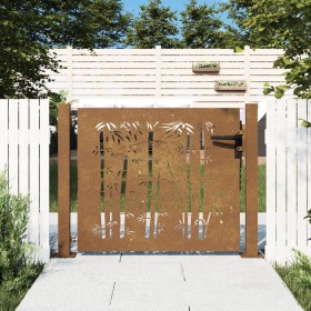 Puerta de jardín acero corten diseño bambú 105x80 cm de vidaXL, Puertas de jardín - Ref: Foro24-153238, Precio: 149,94 €, Des...