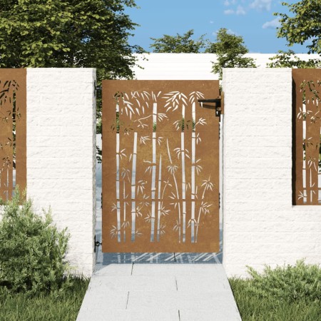 Puerta de jardín acero corten diseño bambú 85x150 cm de vidaXL, Puertas de jardín - Ref: Foro24-153235, Precio: 195,66 €, Des...