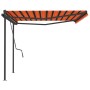 Automatic retractable awning with orange and brown poles 4.5x3.5m by vidaXL, Awnings - Ref: Foro24-3070250, Price: 721,72 €, ...