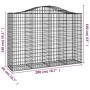 Gabion basket arch shape galvanized iron 200x50x140/160 cm by vidaXL, Pots and planters - Ref: Foro24-153397, Price: 80,80 €,...