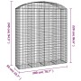 Gabion basket arch shape galvanized iron 200x50x220/240 cm by vidaXL, Pots and planters - Ref: Foro24-153481, Price: 151,27 €...