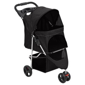 Zusammenklappbarer Hundekinderwagen aus schwarzem Oxford-Stoff, 80 x 46 x 98 cm von vidaXL, Kinderwagen für Haustiere - Ref: ...