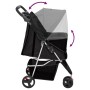 Zusammenklappbarer Hundekinderwagen aus schwarzem Oxford-Stoff, 80 x 46 x 98 cm von vidaXL, Kinderwagen für Haustiere - Ref: ...