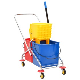 Cleaning cart with buckets and drainer PP and chrome steel by vidaXL, Maintenance carts and caddies - Ref: Foro24-154462, Pri...