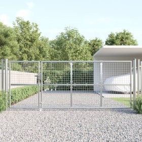 Puerta de malla de jardín acero galvanizado plateado 350x175cm de vidaXL, Puertas de jardín - Ref: Foro24-154552, Precio: 427...