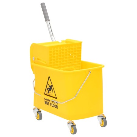 Cubo para fregona con escurridor y ruedas PP amarillo 20 L de vidaXL, Carretones y caddies de mantenimiento - Ref: Foro24-154...