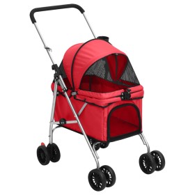 Zusammenklappbarer Hundekinderwagen aus rotem Oxford-Stoff, 76 x 50 x 100 cm von vidaXL, Kinderwagen für Haustiere - Ref: For...