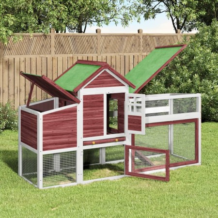 Solid pine wood chicken coop in mocha color, measuring 186.5x58.5x113 cm. by vidaXL, Cages and habitats for small animals - R...