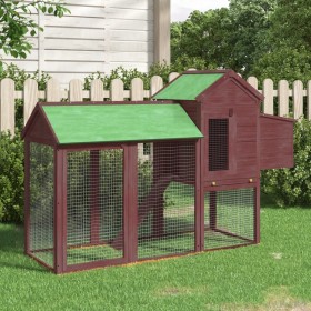 Mocha-colored solid pine wood chicken coop 193x65x117 cm by vidaXL, Cages and habitats for small animals - Ref: Foro24-172234...