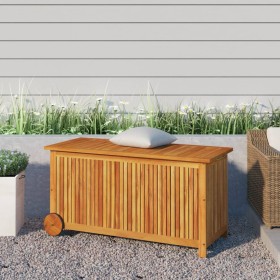 Garden storage box solid acacia wheels 113x50x58 cm by vidaXL, Outdoor storage boxes - Ref: Foro24-319712, Price: 165,99 €, D...