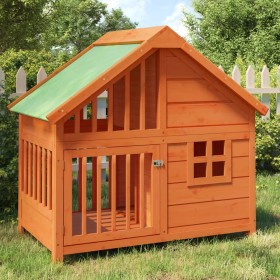 Dog house solid brown pine wood 96x60.5x87 cm by vidaXL, Dog kennels and fences - Ref: Foro24-172267, Price: 125,99 €, Discou...