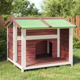 Caseta para perros madera maciza de pino moca 96x87x80,5 cm de vidaXL, Casetas y cercados para perros - Ref: Foro24-172266, P...