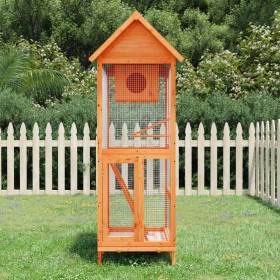 Vogelhaus aus massivem braunem Kiefernholz, 60 x 58,5 x 160 cm von vidaXL, Füße und Vogelkäfige - Ref: Foro24-172255, Preis: ...