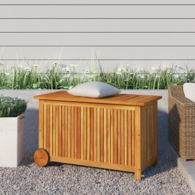 Garden storage box solid acacia wheels 90x50x58 cm by vidaXL, Outdoor storage boxes - Ref: Foro24-319711, Price: 140,13 €, Di...