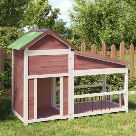 Solid mocha pine wood dog kennel 143x60.5x109 cm by vidaXL, Dog kennels and fences - Ref: Foro24-172263, Price: 176,39 €, Dis...