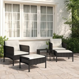 5-teiliges Gartenmöbel-Set und schwarze synthetische Rattankissen von vidaXL, Gartensets - Ref: Foro24-319681, Preis: 259,99 ...