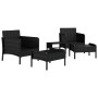 Set de muebles de jardín 5 pzas y cojines ratán sintético negro de vidaXL, Conjuntos de jardín - Ref: Foro24-319681, Precio: ...