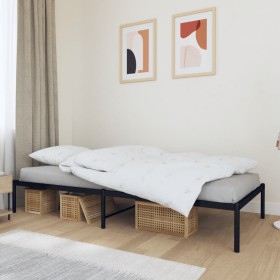 Black metal bed frame 100x190 cm by vidaXL, Beds and slatted bases - Ref: Foro24-350840, Price: 74,33 €, Discount: %