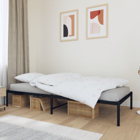 Black metal bed frame 100x190 cm by vidaXL, Beds and slatted bases - Ref: Foro24-350840, Price: 74,02 €, Discount: %