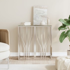 Stainless steel and glass console table 70x30x70 cm by vidaXL, Side tables - Ref: Foro24-350033, Price: 167,62 €, Discount: %