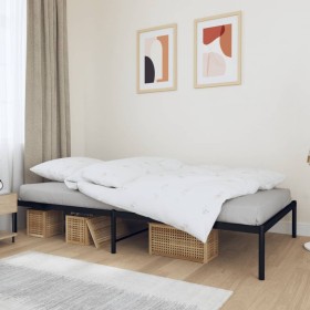 Black metal bed frame 107x203 cm by vidaXL, Beds and slatted bases - Ref: Foro24-350842, Price: 68,99 €, Discount: %