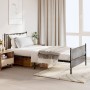 Bed frame with headboard and black metal footboard 107x203cm by vidaXL, Beds and slatted bases - Ref: Foro24-350878, Price: 8...