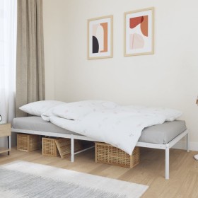 White metal bed frame 107x203 cm by vidaXL, Beds and slatted bases - Ref: Foro24-350909, Price: 65,81 €, Discount: %