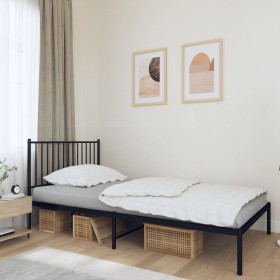 Estructura de cama con cabecero metal negro 100x190 cm de vidaXL, Camas y somieres - Ref: Foro24-350858, Precio: 73,99 €, Des...